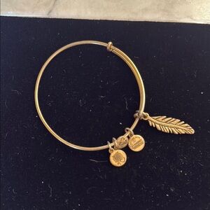 Alex and Ani Gold Feather Charm Bracelet